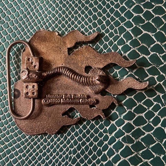 Red Flaming Lucky 7 Dice Belt Buckle ~ VINTAGE - Picture 3 of 3